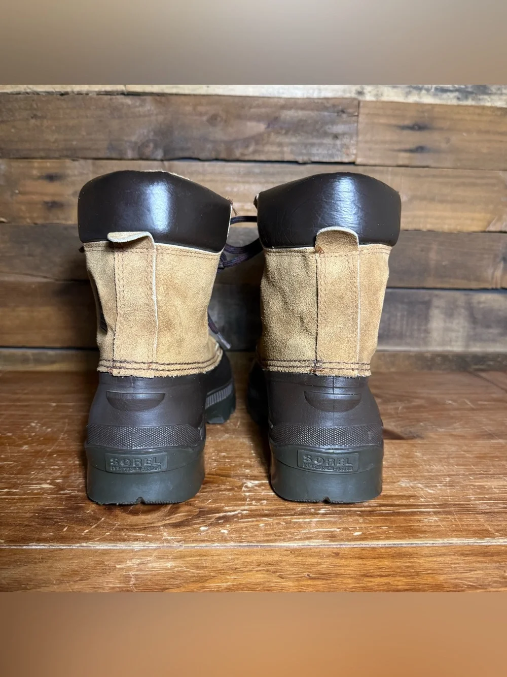 Sorel Winter Snow Leather Duck Boots Removable Felt Lining Lace Up Mens Size 7